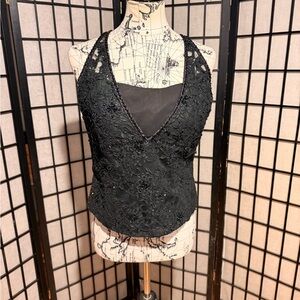 Forever Yours Vintage Embellished Beads Formal Evening corset crop top cami goth
